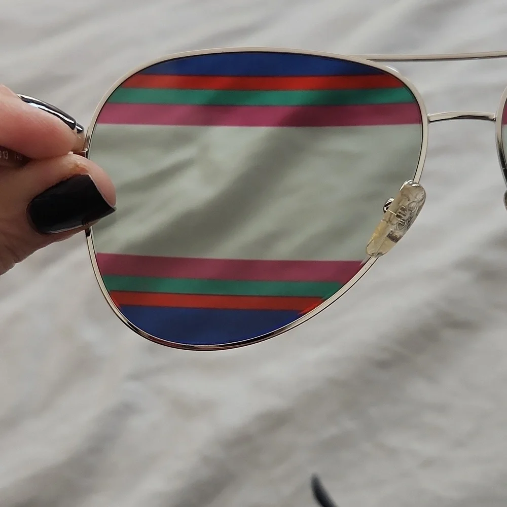 Salvatore Ferragamo Rainbow Silver/Mint Aviator Sunglasses AUTH - Picture 9 of 11